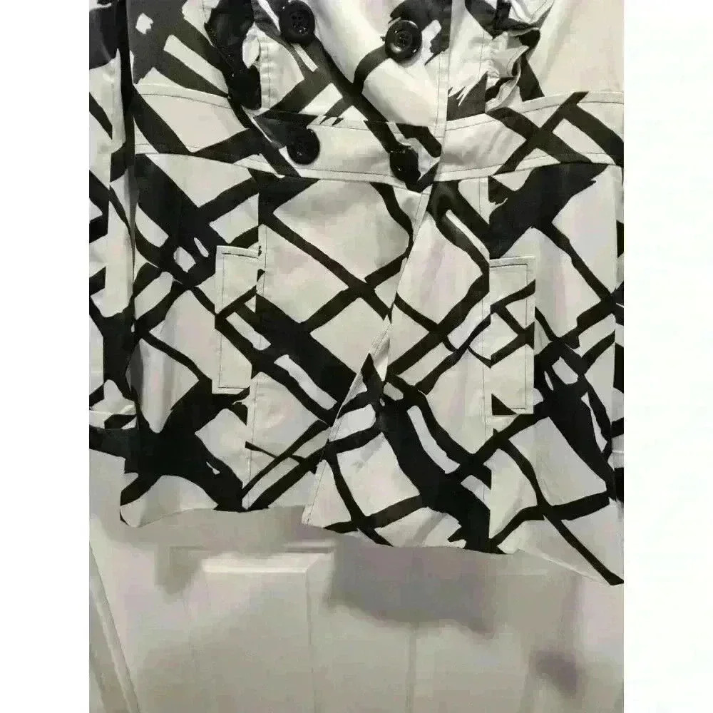 My Michelle black and white ruffled pea coat jacket size LARGE Square button Y2K - Picture 4 of 8